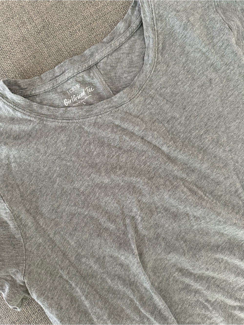 J. Crew Heather Gray Girlfriend Tee - Crew Neck Short Sleeve